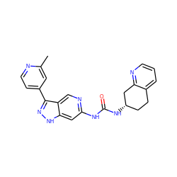 Cc1cc(-c2n[nH]c3cc(NC(=O)N[C@H]4CCc5cccnc5C4)ncc23)ccn1 ZINC000261164482