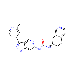 Cc1cc(-c2n[nH]c3cc(NC(=O)N[C@H]4CCc5ccncc5C4)ncc23)ccn1 ZINC000261166873