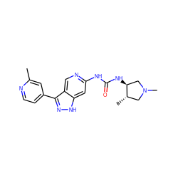 Cc1cc(-c2n[nH]c3cc(NC(=O)N[C@H]4CN(C)C[C@@H]4C)ncc23)ccn1 ZINC000261186162