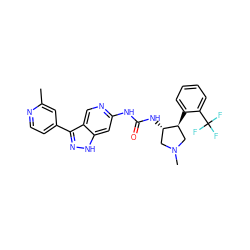 Cc1cc(-c2n[nH]c3cc(NC(=O)N[C@H]4CN(C)C[C@@H]4c4ccccc4C(F)(F)F)ncc23)ccn1 ZINC000261083098