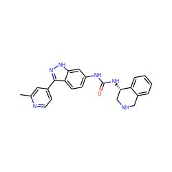 Cc1cc(-c2n[nH]c3cc(NC(=O)N[C@H]4CNCc5ccccc54)ccc23)ccn1 ZINC000261083082