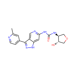 Cc1cc(-c2n[nH]c3cc(NC(=O)N[C@H]4COC[C@@H]4O)ncc23)ccn1 ZINC000261154883
