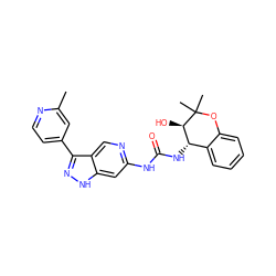 Cc1cc(-c2n[nH]c3cc(NC(=O)N[C@H]4c5ccccc5OC(C)(C)[C@@H]4O)ncc23)ccn1 ZINC000261074956