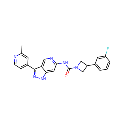 Cc1cc(-c2n[nH]c3cc(NC(=O)N4CC(c5cccc(F)c5)C4)ncc23)ccn1 ZINC000219748298