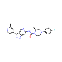 Cc1cc(-c2n[nH]c3cc(NC(=O)N4CCN(c5ccc(F)cc5)C[C@@H]4C)ncc23)ccn1 ZINC000261184752