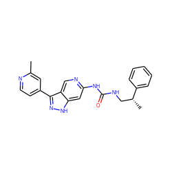 Cc1cc(-c2n[nH]c3cc(NC(=O)NC[C@@H](C)c4ccccc4)ncc23)ccn1 ZINC000261087140