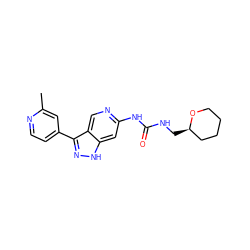 Cc1cc(-c2n[nH]c3cc(NC(=O)NC[C@@H]4CCCCO4)ncc23)ccn1 ZINC000219754582