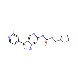 Cc1cc(-c2n[nH]c3cc(NC(=O)NC[C@@H]4CCCO4)ncc23)ccn1 ZINC000219761356