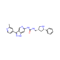 Cc1cc(-c2n[nH]c3cc(NC(=O)NC[C@@H]4CN[C@H](c5ccccc5)C4)ncc23)ccn1 ZINC000261190197