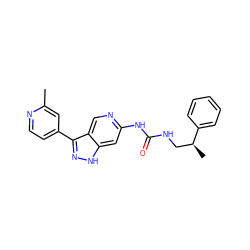 Cc1cc(-c2n[nH]c3cc(NC(=O)NC[C@H](C)c4ccccc4)ncc23)ccn1 ZINC000261087139