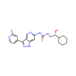 Cc1cc(-c2n[nH]c3cc(NC(=O)NC[C@H](O)C4CCCCC4)ncc23)ccn1 ZINC000219762731