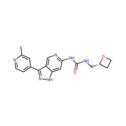 Cc1cc(-c2n[nH]c3cc(NC(=O)NC[C@H]4CCO4)ncc23)ccn1 ZINC000261178280