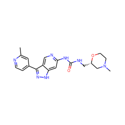 Cc1cc(-c2n[nH]c3cc(NC(=O)NC[C@H]4CN(C)CCO4)ncc23)ccn1 ZINC000261072729