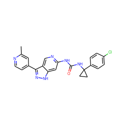 Cc1cc(-c2n[nH]c3cc(NC(=O)NC4(c5ccc(Cl)cc5)CC4)ncc23)ccn1 ZINC000205430607