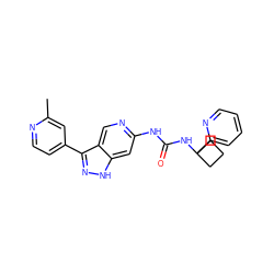 Cc1cc(-c2n[nH]c3cc(NC(=O)NC4(c5ccccn5)CCC4)ncc23)ccn1 ZINC000261136594