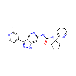 Cc1cc(-c2n[nH]c3cc(NC(=O)NC4(c5ccccn5)CCCC4)ncc23)ccn1 ZINC000261131129