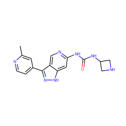 Cc1cc(-c2n[nH]c3cc(NC(=O)NC4CNC4)ncc23)ccn1 ZINC000205445987