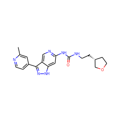 Cc1cc(-c2n[nH]c3cc(NC(=O)NCC[C@@H]4CCOC4)ncc23)ccn1 ZINC000219756647