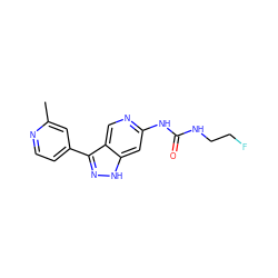 Cc1cc(-c2n[nH]c3cc(NC(=O)NCCF)ncc23)ccn1 ZINC000219745849