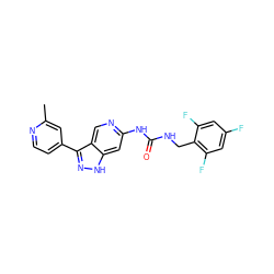 Cc1cc(-c2n[nH]c3cc(NC(=O)NCc4c(F)cc(F)cc4F)ncc23)ccn1 ZINC000261163486