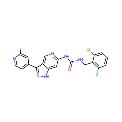 Cc1cc(-c2n[nH]c3cc(NC(=O)NCc4c(F)cccc4Cl)ncc23)ccn1 ZINC000219753321