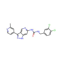 Cc1cc(-c2n[nH]c3cc(NC(=O)NCc4ccc(Cl)c(Cl)c4)ncc23)ccn1 ZINC000205437070