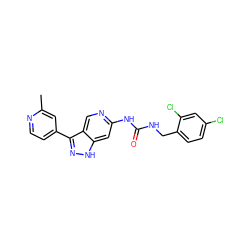 Cc1cc(-c2n[nH]c3cc(NC(=O)NCc4ccc(Cl)cc4Cl)ncc23)ccn1 ZINC000261097592