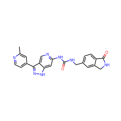 Cc1cc(-c2n[nH]c3cc(NC(=O)NCc4ccc5c(c4)CNC5=O)ncc23)ccn1 ZINC000261187959