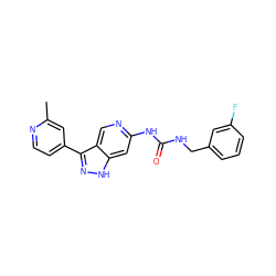 Cc1cc(-c2n[nH]c3cc(NC(=O)NCc4cccc(F)c4)ncc23)ccn1 ZINC000205448861