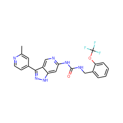 Cc1cc(-c2n[nH]c3cc(NC(=O)NCc4ccccc4OC(F)(F)F)ncc23)ccn1 ZINC000261073382