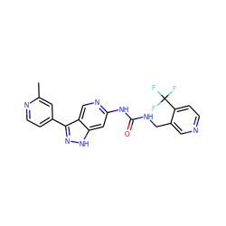 Cc1cc(-c2n[nH]c3cc(NC(=O)NCc4cnccc4C(F)(F)F)ncc23)ccn1 ZINC000261098309