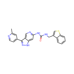 Cc1cc(-c2n[nH]c3cc(NC(=O)NCc4csc5ccccc45)ncc23)ccn1 ZINC000261125173