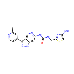 Cc1cc(-c2n[nH]c3cc(NC(=O)NCc4nc(N)cs4)ncc23)ccn1 ZINC000261162957