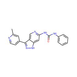 Cc1cc(-c2n[nH]c3cc(NC(=O)Nc4ccccc4)ncc23)ccn1 ZINC000205450691