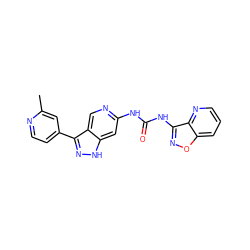 Cc1cc(-c2n[nH]c3cc(NC(=O)Nc4noc5cccnc45)ncc23)ccn1 ZINC000219763334