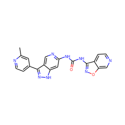 Cc1cc(-c2n[nH]c3cc(NC(=O)Nc4noc5cnccc45)ncc23)ccn1 ZINC000261177979