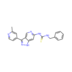 Cc1cc(-c2n[nH]c3cc(NC(=S)NCc4ccccc4)ncc23)ccn1 ZINC000205434064