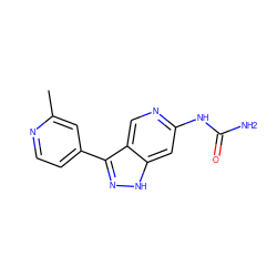 Cc1cc(-c2n[nH]c3cc(NC(N)=O)ncc23)ccn1 ZINC000205442140