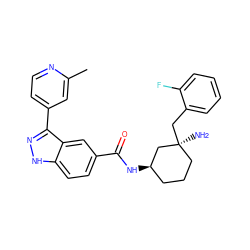 Cc1cc(-c2n[nH]c3ccc(C(=O)N[C@@H]4CCC[C@](N)(Cc5ccccc5F)C4)cc23)ccn1 ZINC000200855768