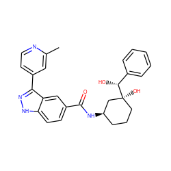 Cc1cc(-c2n[nH]c3ccc(C(=O)N[C@@H]4CCC[C@](O)([C@H](O)c5ccccc5)C4)cc23)ccn1 ZINC000200810330