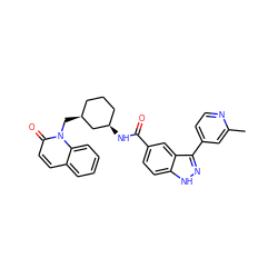 Cc1cc(-c2n[nH]c3ccc(C(=O)N[C@@H]4CCC[C@H](Cn5c(=O)ccc6ccccc65)C4)cc23)ccn1 ZINC000203722377