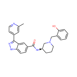 Cc1cc(-c2n[nH]c3ccc(C(=O)N[C@@H]4CCCN(Cc5ccccc5O)C4)cc23)ccn1 ZINC000147810232