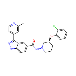 Cc1cc(-c2n[nH]c3ccc(C(=O)NN4CCC[C@H](Oc5ccccc5Cl)C4)cc23)ccn1 ZINC000200805114