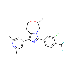 Cc1cc(-c2nc(-c3ccc(C(F)F)c(Cl)c3)n3c2CCO[C@H](C)C3)cc(C)n1 ZINC001772644554