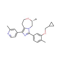 Cc1cc(-c2nc(-c3ccc(C)c(OCC4CC4)c3)n3c2CCO[C@H](C)C3)ccn1 ZINC001772584802