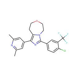 Cc1cc(-c2nc(-c3ccc(Cl)c(C(F)(F)F)c3)n3c2CCOCC3)cc(C)n1 ZINC001772573365