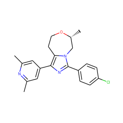 Cc1cc(-c2nc(-c3ccc(Cl)cc3)n3c2CCO[C@H](C)C3)cc(C)n1 ZINC001772627745