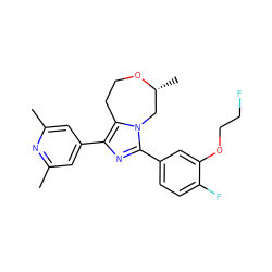 Cc1cc(-c2nc(-c3ccc(F)c(OCCF)c3)n3c2CCO[C@H](C)C3)cc(C)n1 ZINC000221767130