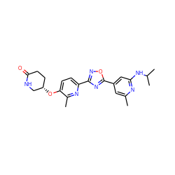 Cc1cc(-c2nc(-c3ccc(O[C@H]4CCC(=O)NC4)c(C)n3)no2)cc(NC(C)C)n1 ZINC000653767649