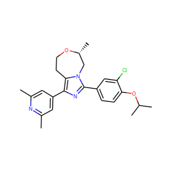 Cc1cc(-c2nc(-c3ccc(OC(C)C)c(Cl)c3)n3c2CCO[C@H](C)C3)cc(C)n1 ZINC000221793203